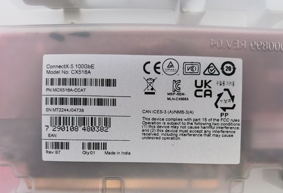 Mellanox MCX516A-CCAT ConnectX-5 EN 100GbE Dual-Port QSFP28 PCIe3.0 X 16 Interface Card High&Short Bracket 4G Fiber Connectivity